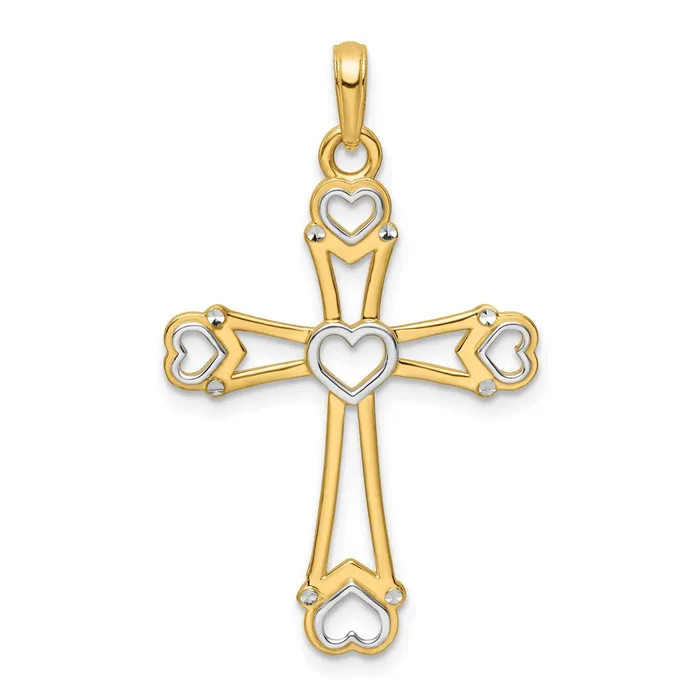 Goldia Necklaces 14k Yellow u0026 Rhodium Gold wRhodium DC Cross wHearts Pendant Goldia Necklaces 14k Yellow u0026 Rhodium Gold wRhodium DC Cross wHearts Pendant