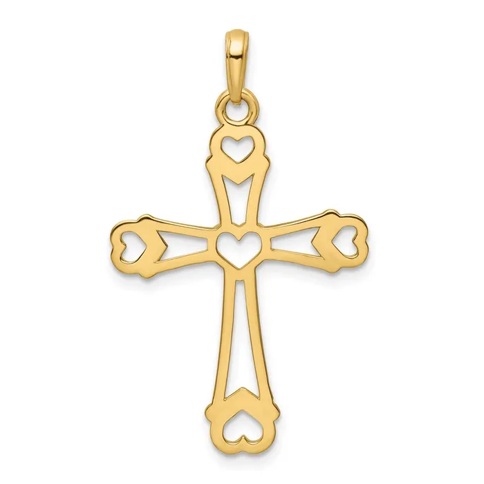 Goldia Necklaces 14k Yellow u0026 Rhodium Gold wRhodium DC Cross wHearts Pendant