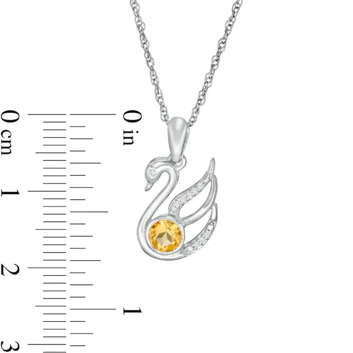 Goldia Necklaces 40mm Citrine and Natural Diamond Accent Swan Pendant in Sterling Silver Goldia Necklaces 40mm Citrine and Natural Diamond Accent Swan Pendant in Sterling Silver