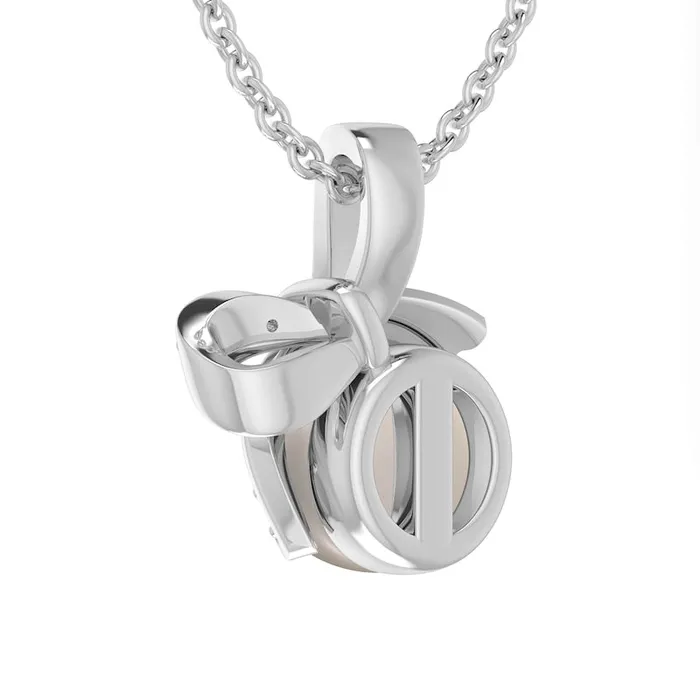 Goldia Necklaces 70mm Cultured Freshwater Pearl and Natural Diamond Accent Beaded Bow Pendant in Sterling Silver Goldia Necklaces 70mm Cultured Freshwater Pearl and Natural Diamond Accent Beaded Bow Pendant in Sterling Silver