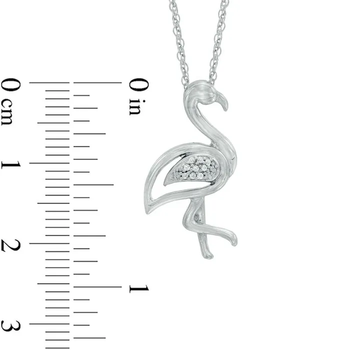 Goldia Necklaces Natural Diamond Accent Flamingo Pendant in Sterling Silver Goldia Necklaces Natural Diamond Accent Flamingo Pendant in Sterling Silver