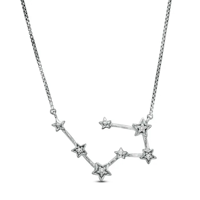 Goldia Necklaces Natural Diamond Accent Taurus Constellation Necklace in Sterling Silver