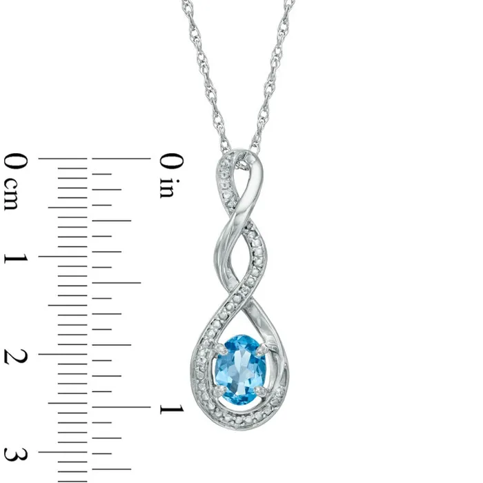 Goldia Necklaces Oval Blue Topaz and Natural Diamond Accent Infinity Twist Pendant in Sterling Silver Goldia Necklaces Oval Blue Topaz and Natural Diamond Accent Infinity Twist Pendant in Sterling Silver
