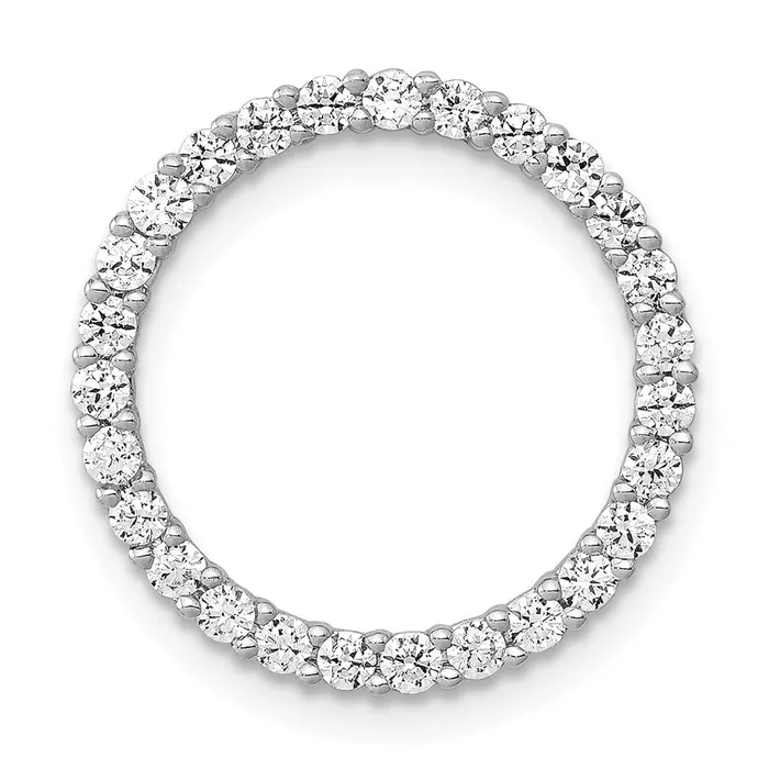 Goldia Necklaces Solid 14k White Gold 12ct Simulated CZ Circle Chain Slide