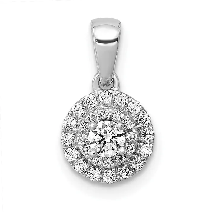 Goldia Necklaces Solid 14k White Gold 14ct Simulated CZ Round Halo Cluster Pendant Goldia Necklaces Solid 14k White Gold 14ct Simulated CZ Round Halo Cluster Pendant