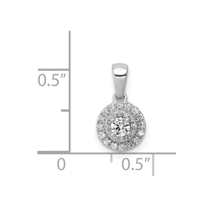 Goldia Necklaces Solid 14k White Gold 14ct Simulated CZ Round Halo Cluster Pendant