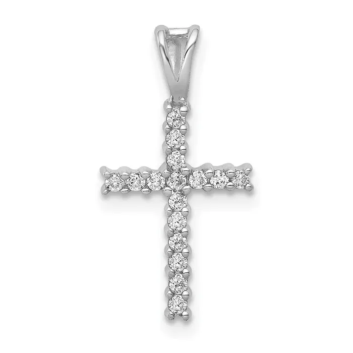 Goldia Necklaces Solid 14k White Gold 16ct Simulated CZ Latin Cross Pendant Goldia Necklaces Solid 14k White Gold 16ct Simulated CZ Latin Cross Pendant