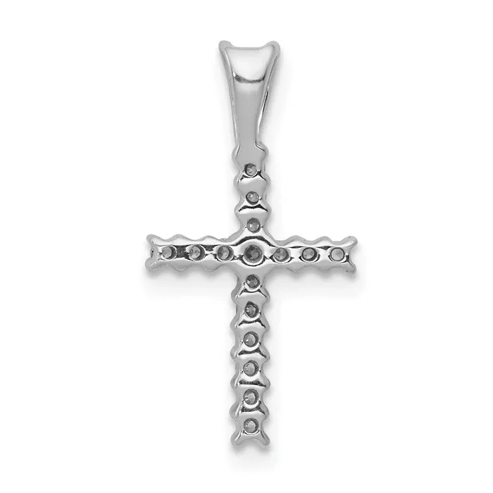 Goldia Necklaces Solid 14k White Gold 16ct Simulated CZ Latin Cross Pendant