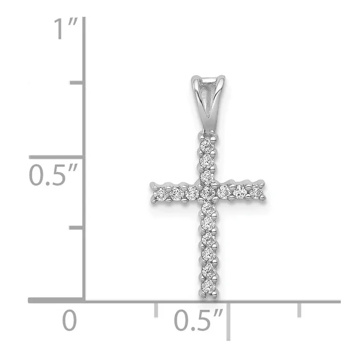 Goldia Necklaces Solid 14k White Gold 16ct Simulated CZ Latin Cross Pendant