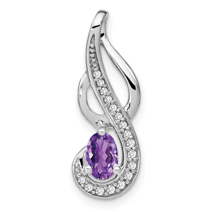 Goldia Necklaces Solid 14k White Gold Simulated Amethyst and CZ Swirl Pendant Goldia Necklaces Solid 14k White Gold Simulated Amethyst and CZ Swirl Pendant