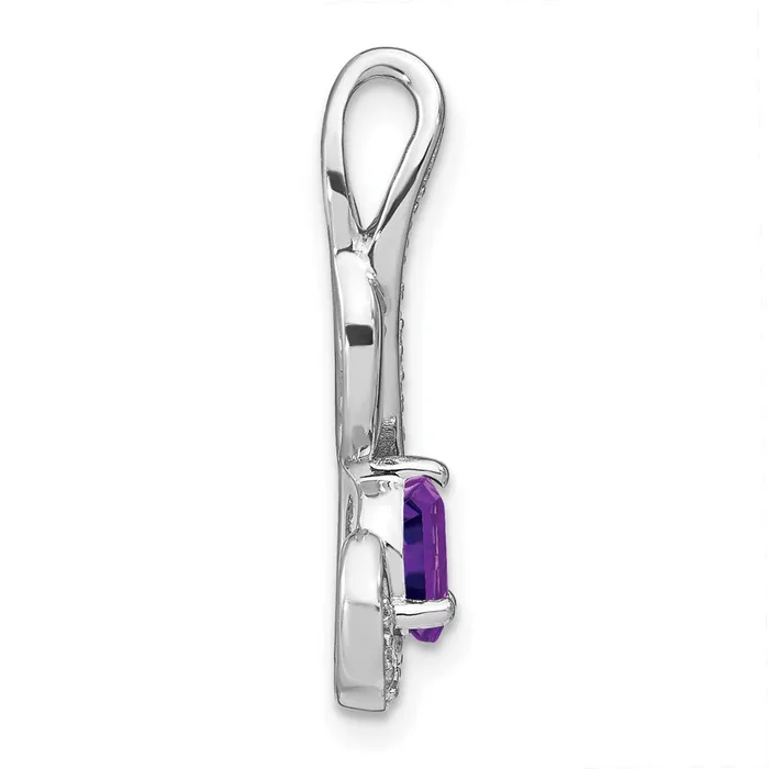 Goldia Necklaces Solid 14k White Gold Simulated Amethyst and CZ Swirl Pendant Goldia Necklaces Solid 14k White Gold Simulated Amethyst and CZ Swirl Pendant