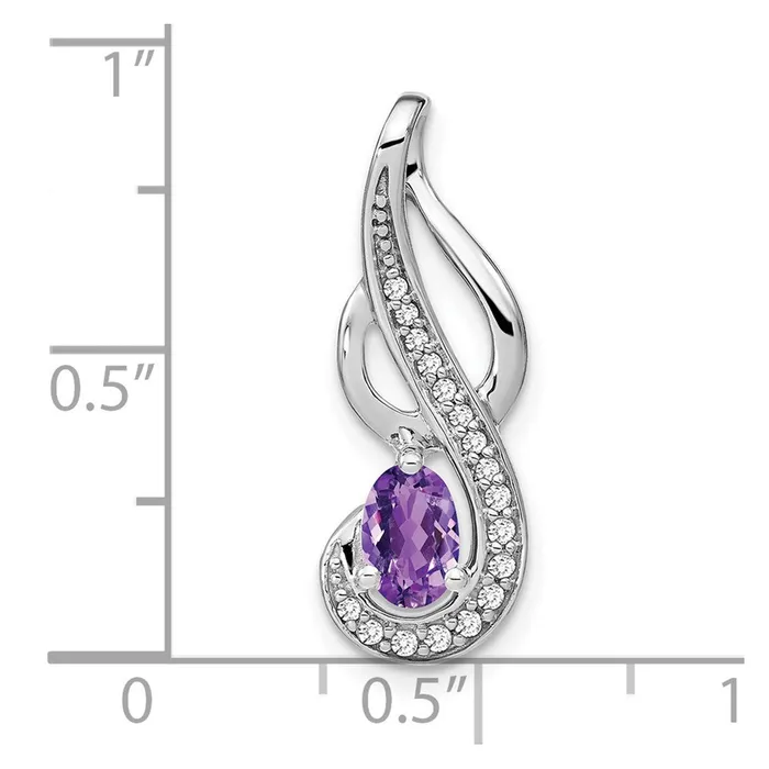 Goldia Necklaces Solid 14k White Gold Simulated Amethyst and CZ Swirl Pendant Goldia Necklaces Solid 14k White Gold Simulated Amethyst and CZ Swirl Pendant