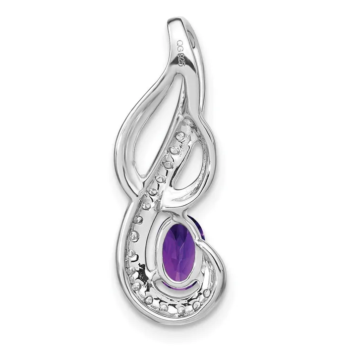 Goldia Necklaces Solid 14k White Gold Simulated Amethyst and CZ Swirl Pendant Goldia Necklaces Solid 14k White Gold Simulated Amethyst and CZ Swirl Pendant