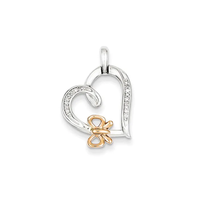 Goldia Necklaces Sterling SilverRhodium14k Rose Gold Butterfly Diamond Heart Pendant Goldia Necklaces Sterling SilverRhodium14k Rose Gold Butterfly Diamond Heart Pendant