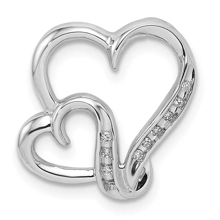 Goldia Necklaces Sterling Silver Rhodium Plated Diamond Double Heart Pendant Goldia Necklaces Sterling Silver Rhodium Plated Diamond Double Heart Pendant