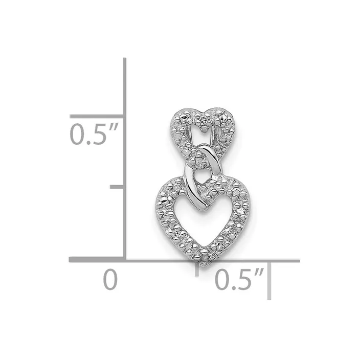 Goldia Necklaces Sterling Silver Rhodium Plated Diamond Double Heart Pendant