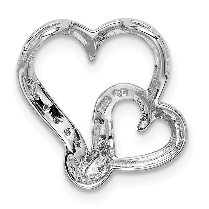 Goldia Necklaces Sterling Silver Rhodium Plated Diamond Double Heart Pendant