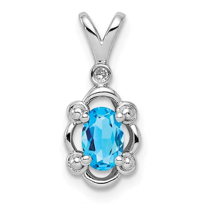 Goldia Necklaces Sterling Silver Rhodiumplated Light Swiss Blue Topaz u0026 Diamond Pendant Goldia Necklaces Sterling Silver Rhodiumplated Light Swiss Blue Topaz u0026 Diamond Pendant