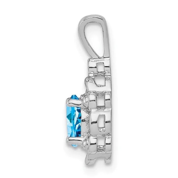 Goldia Necklaces Sterling Silver Rhodiumplated Light Swiss Blue Topaz u0026 Diamond Pendant