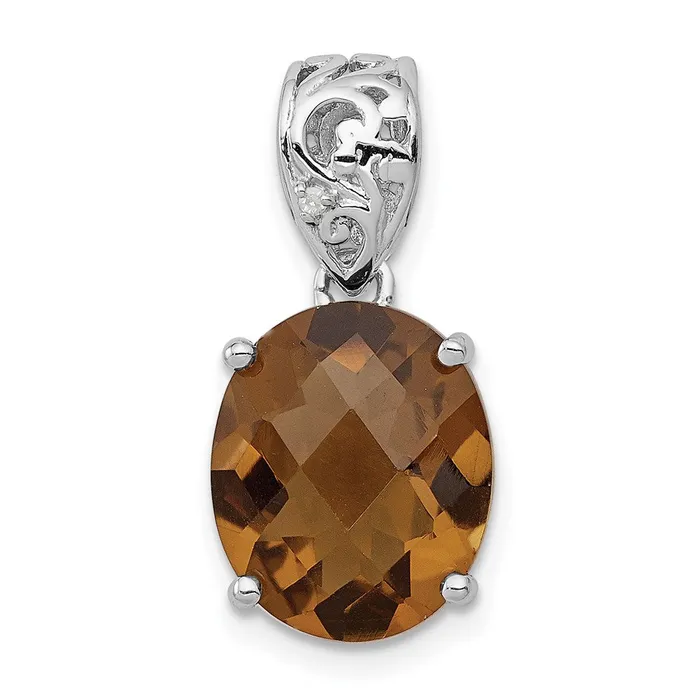 Goldia Necklaces Sterling Silver Rhodiumplated Whiskey Quartz and Diamond Pendant Goldia Necklaces Sterling Silver Rhodiumplated Whiskey Quartz and Diamond Pendant