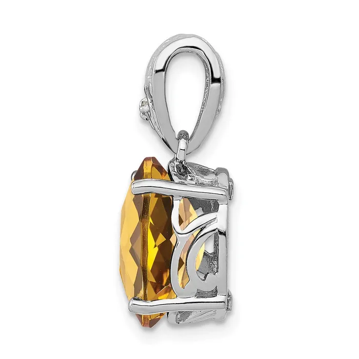 Goldia Necklaces Sterling Silver Rhodiumplated Whiskey Quartz and Diamond Pendant