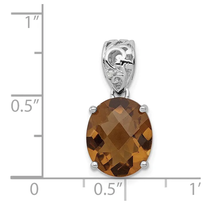 Goldia Necklaces Sterling Silver Rhodiumplated Whiskey Quartz and Diamond Pendant