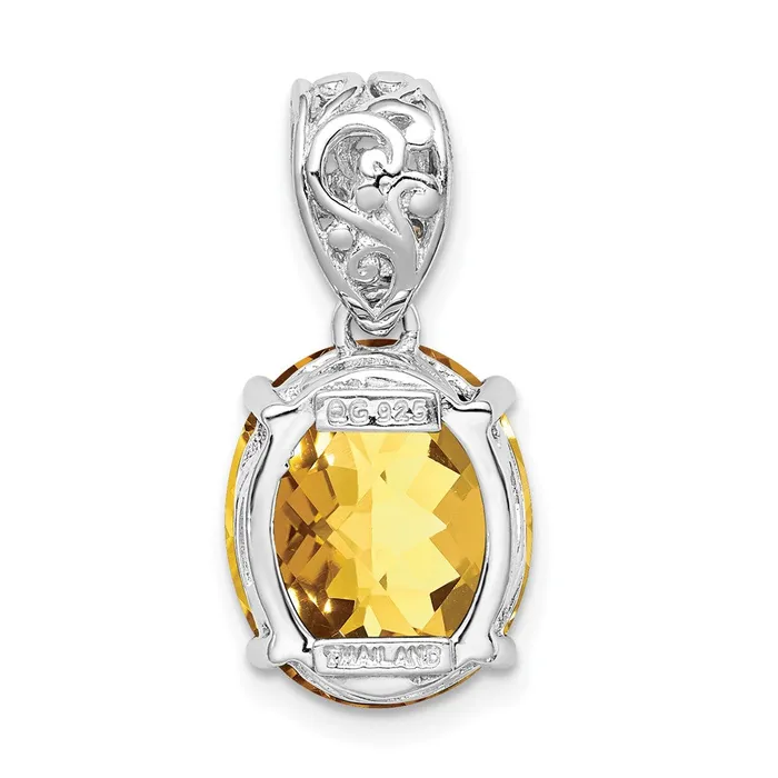 Goldia Necklaces Sterling Silver Rhodiumplated Whiskey Quartz and Diamond Pendant