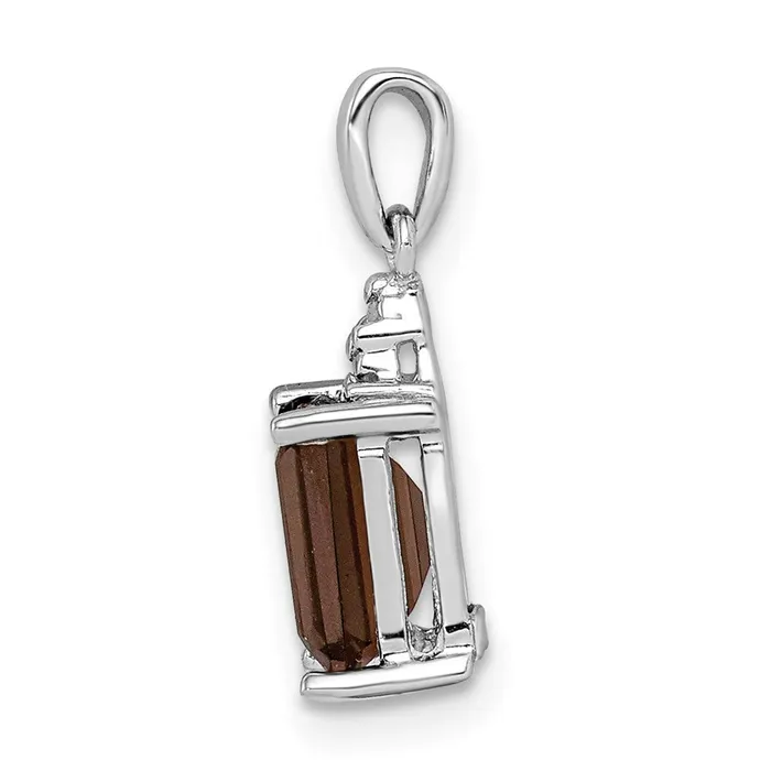 Goldia Necklaces Sterling Silver Rhodium Smoky Quartz u0026 Diamond Pendant
