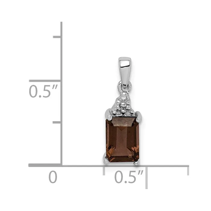 Goldia Necklaces Sterling Silver Rhodium Smoky Quartz u0026 Diamond Pendant