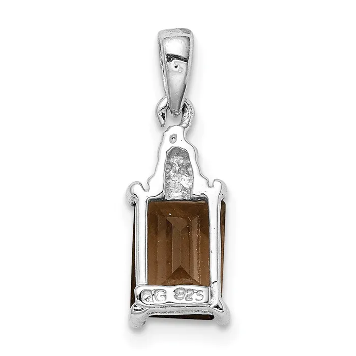 Goldia Necklaces Sterling Silver Rhodium Smoky Quartz u0026 Diamond Pendant