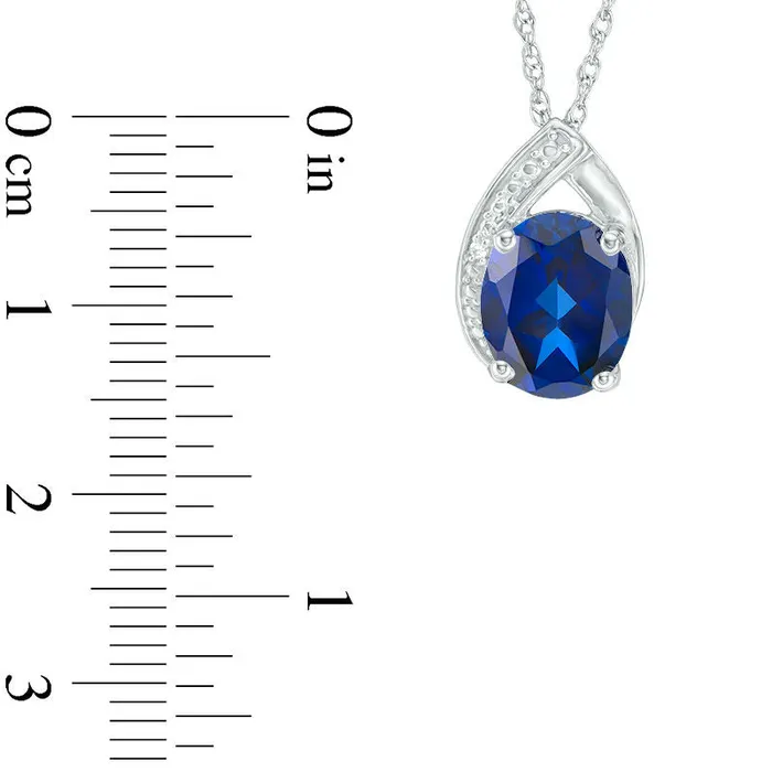 Goldia Oval LabCreated Blue and White Sapphire Teardrop Pendant in Sterling Silver Necklaces Goldia Oval LabCreated Blue and White Sapphire Teardrop Pendant in Sterling Silver Necklaces