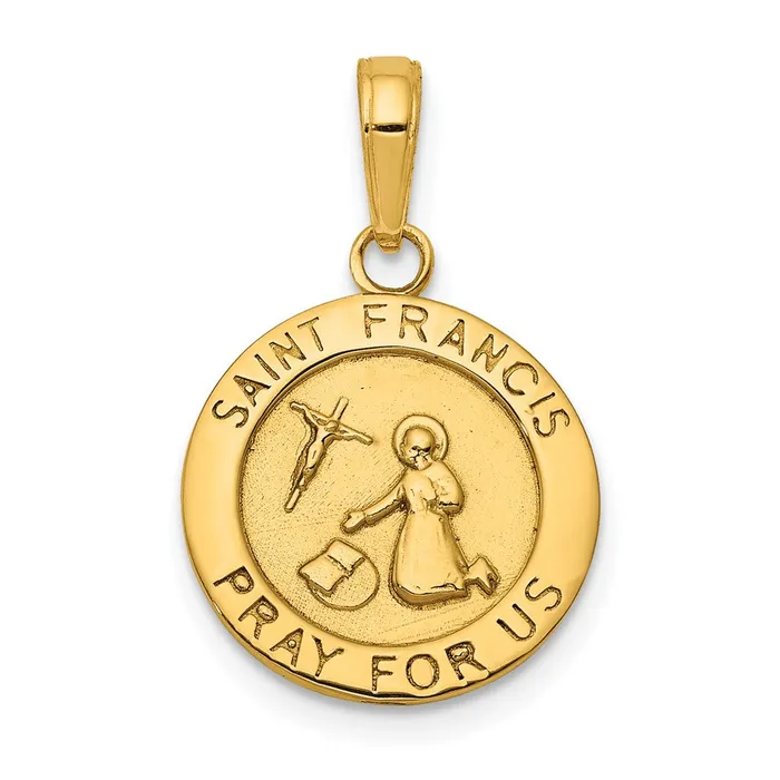 Goldia PreStyled Sets 14k Yellow Gold Gold Satin And Polished Saint Francis Medal Pendant Goldia PreStyled Sets 14k Yellow Gold Gold Satin And Polished Saint Francis Medal Pendant