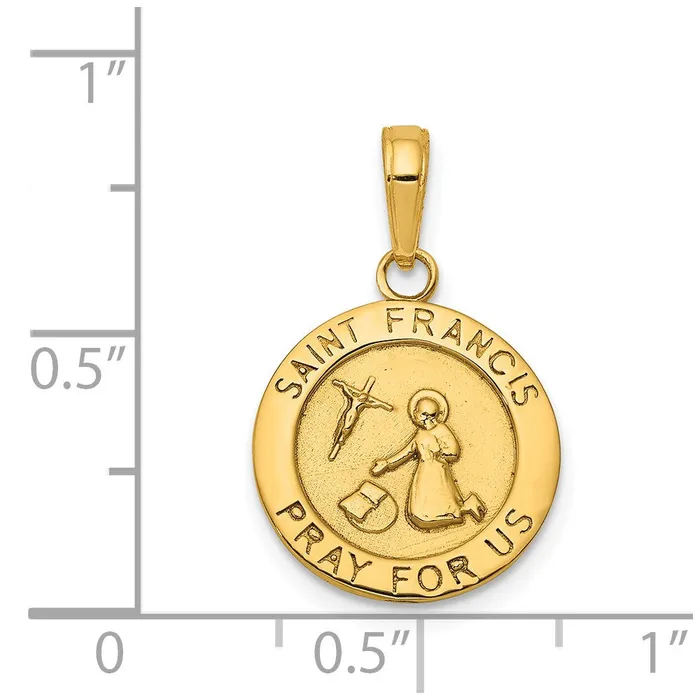 Goldia PreStyled Sets 14k Yellow Gold Gold Satin And Polished Saint Francis Medal Pendant