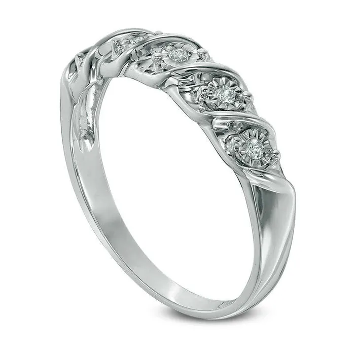 Goldia Rings 005 CT TW Natural Diamond Five Stone S Anniversary Band in Sterling Silver Goldia Rings 005 CT TW Natural Diamond Five Stone S Anniversary Band in Sterling Silver