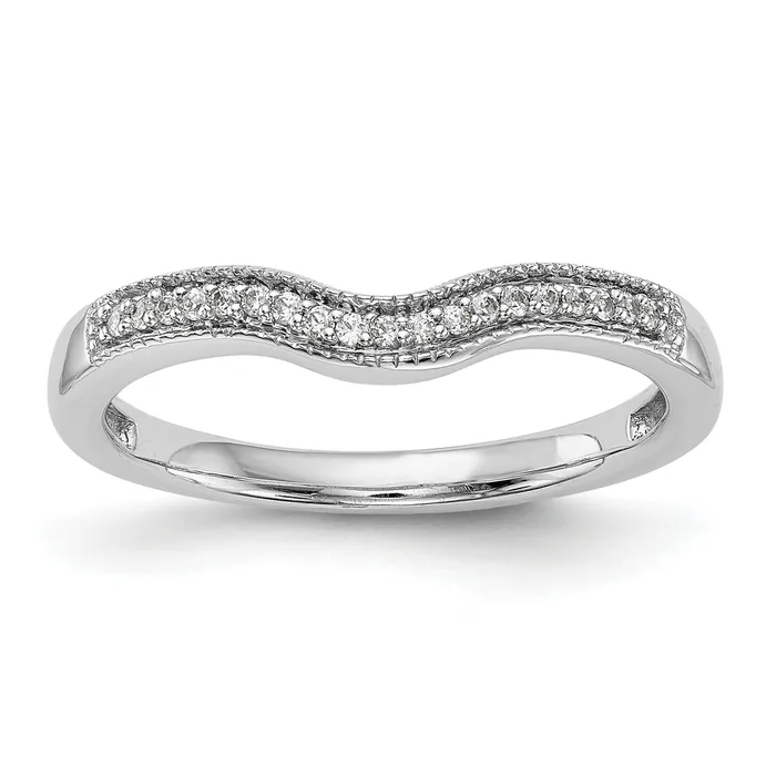 Goldia Rings 008ct CZ Solid Real 14k White Gold Wedding Wedding Band Ring