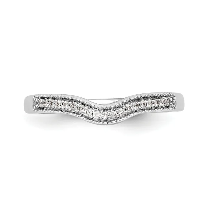 Goldia Rings 008ct CZ Solid Real 14k White Gold Wedding Wedding Band Ring