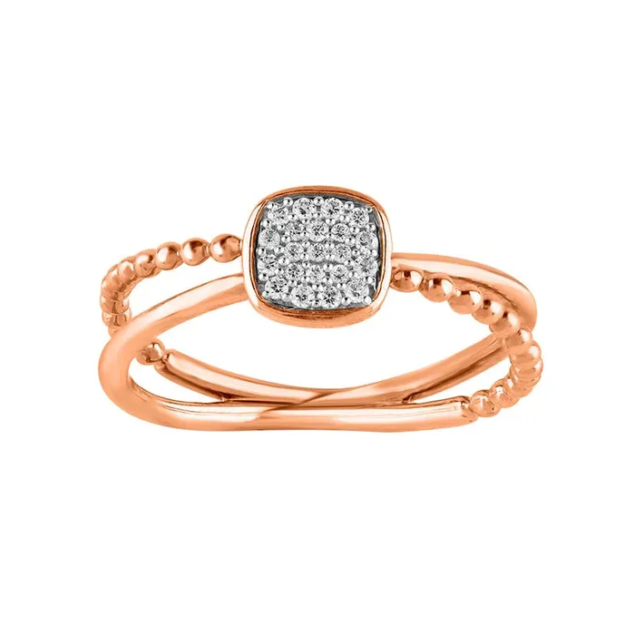 Goldia Rings 010 CT TW Composite Cushion Natural Diamond Bead Split Shank Ring in Solid 10K Rose Gold Goldia Rings 010 CT TW Composite Cushion Natural Diamond Bead Split Shank Ring in Solid 10K Rose Gold