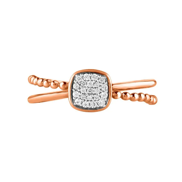 Goldia Rings 010 CT TW Composite Cushion Natural Diamond Bead Split Shank Ring in Solid 10K Rose Gold Goldia Rings 010 CT TW Composite Cushion Natural Diamond Bead Split Shank Ring in Solid 10K Rose Gold