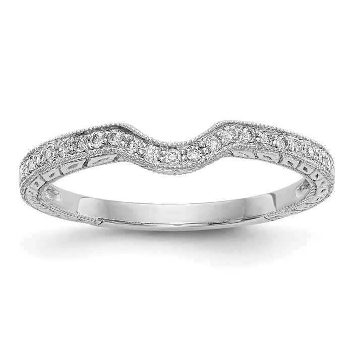 Goldia Rings 014ct CZ Solid Real 14K White Gold Wedding Band Ring