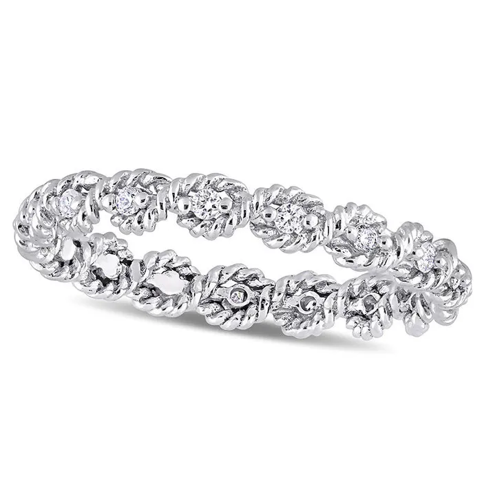 Goldia Rings 017 CT TW Natural Diamond Twist Rope Eternity Wedding Band in Solid 10K White Gold Goldia Rings 017 CT TW Natural Diamond Twist Rope Eternity Wedding Band in Solid 10K White Gold