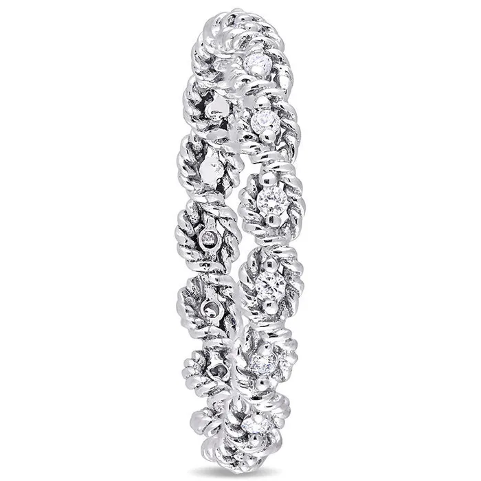 Goldia Rings 017 CT TW Natural Diamond Twist Rope Eternity Wedding Band in Solid 10K White Gold Goldia Rings 017 CT TW Natural Diamond Twist Rope Eternity Wedding Band in Solid 10K White Gold