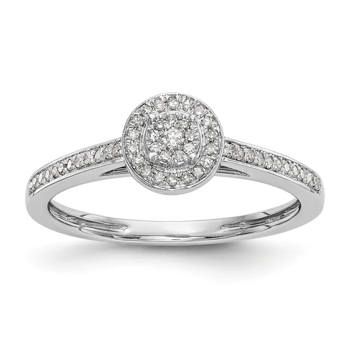 Goldia Rings 017ct CZ Solid Real 14K White Gold Complete Cluster Engagement Ring Goldia Rings 017ct CZ Solid Real 14K White Gold Complete Cluster Engagement Ring