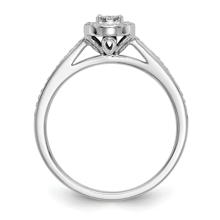 Goldia Rings 017ct CZ Solid Real 14K White Gold Complete Cluster Engagement Ring