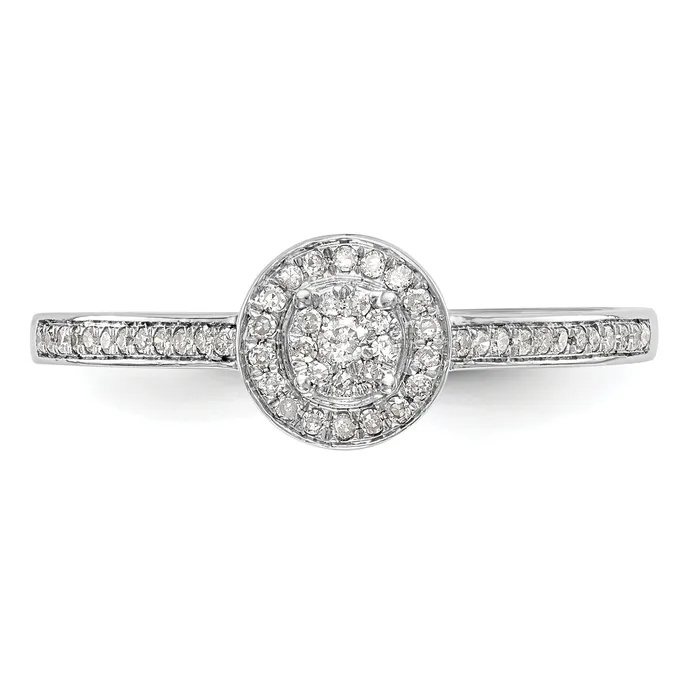 Goldia Rings 017ct CZ Solid Real 14K White Gold Complete Cluster Engagement Ring