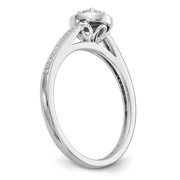 Goldia Rings 017ct CZ Solid Real 14K White Gold Complete Cluster Engagement Ring