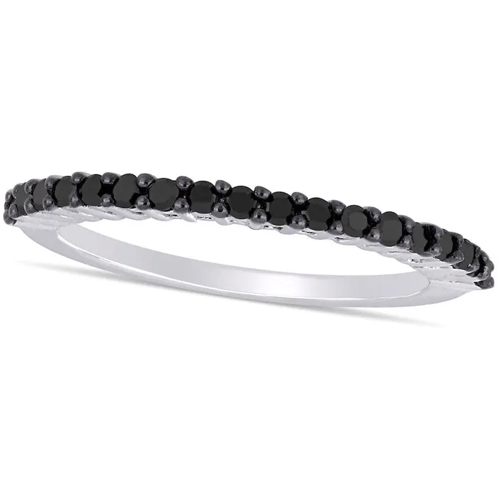 Goldia Rings 020 CT TW Black Enhanced Natural Diamond Anniversary Band in Solid 10K White Gold Goldia Rings 020 CT TW Black Enhanced Natural Diamond Anniversary Band in Solid 10K White Gold