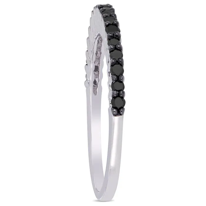Goldia Rings 020 CT TW Black Enhanced Natural Diamond Anniversary Band in Solid 10K White Gold Goldia Rings 020 CT TW Black Enhanced Natural Diamond Anniversary Band in Solid 10K White Gold