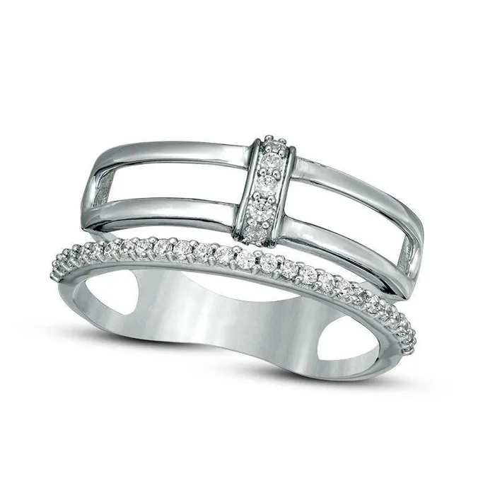 Goldia Rings 020 CT TW Natural Diamond Triple Split Ring in Solid 10K White Gold Goldia Rings 020 CT TW Natural Diamond Triple Split Ring in Solid 10K White Gold