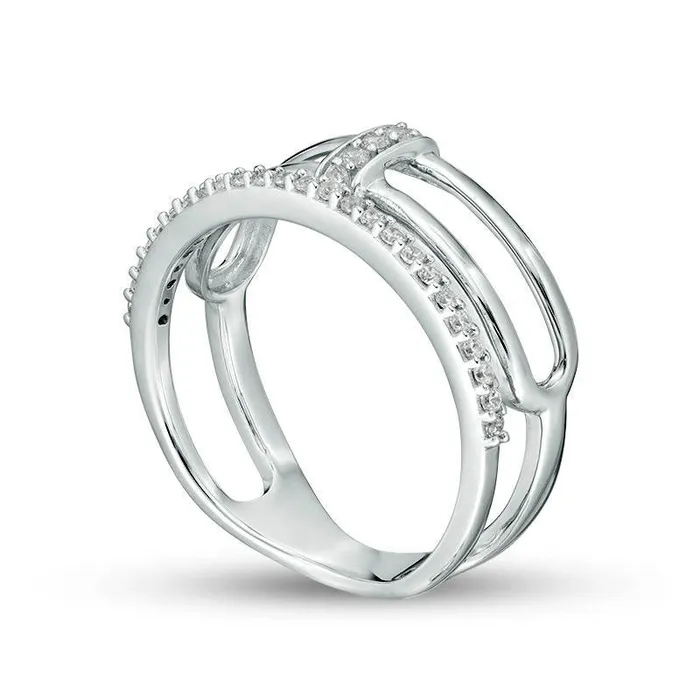 Goldia Rings 020 CT TW Natural Diamond Triple Split Ring in Solid 10K White Gold Goldia Rings 020 CT TW Natural Diamond Triple Split Ring in Solid 10K White Gold