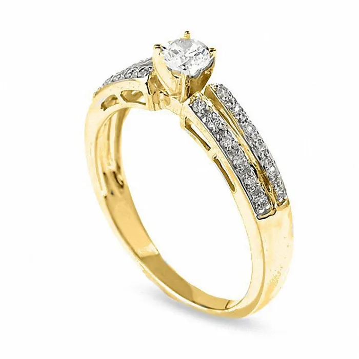 Goldia Rings 025 CT TW Natural Diamond Split Shank Promise Ring in Solid 10K Yellow Gold Goldia Rings 025 CT TW Natural Diamond Split Shank Promise Ring in Solid 10K Yellow Gold